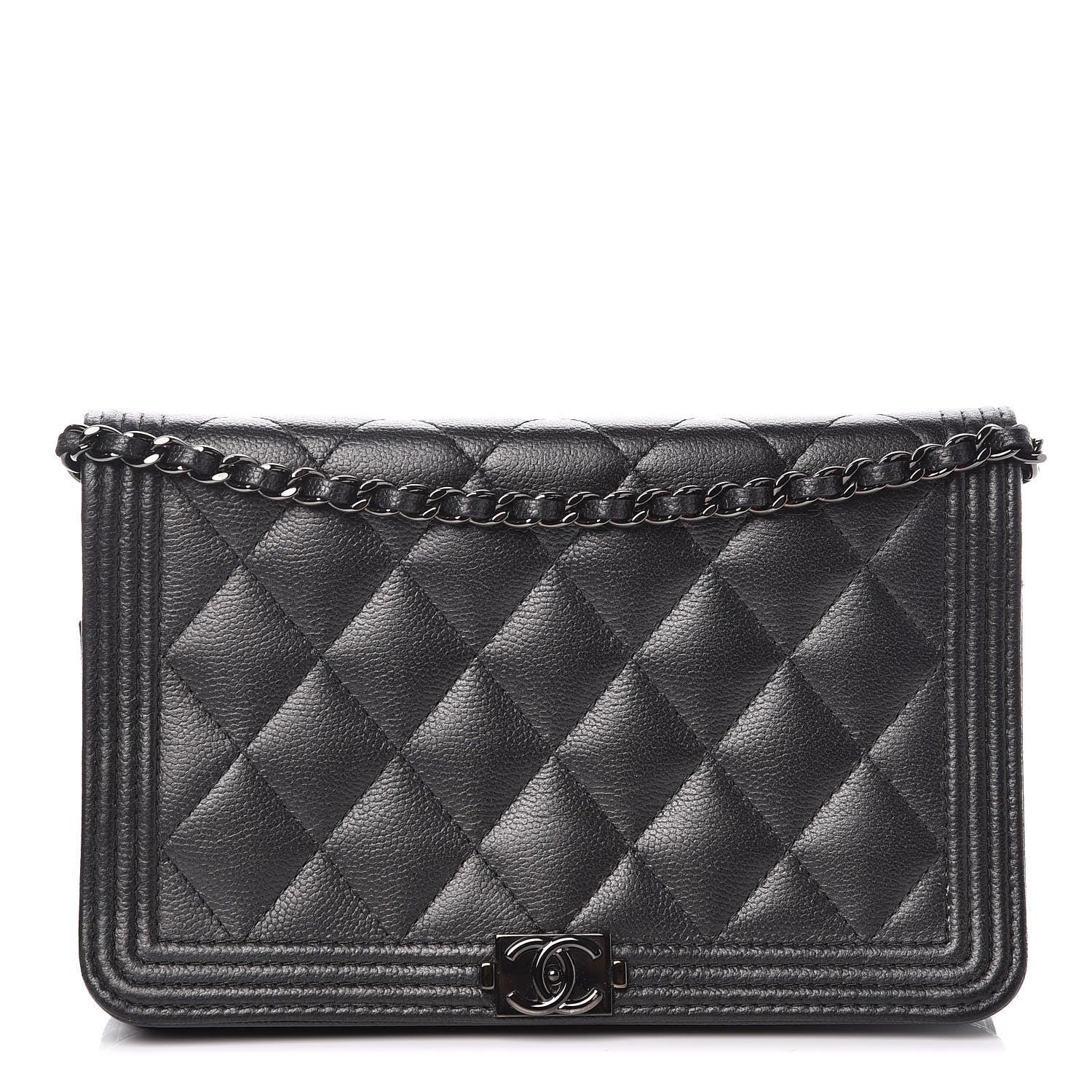 Chanel Caviar Quilted Boy Wallet On Chain WOC So Black 1 of 14