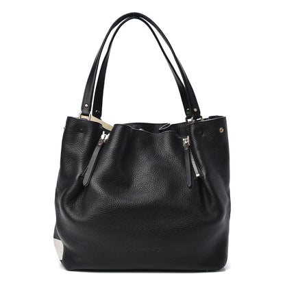 Burberry Grainy Calfskin House Check Medium Maidstone Black 1 of 9