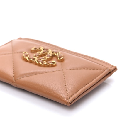Chanel Lambskin Quilted Chanel 19 Card Holder Brown 9 of 9