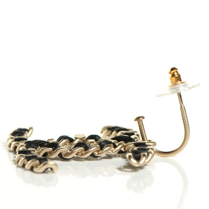 Chanel Satin CC Chain Earrings Light Gold Black 3 of 6
