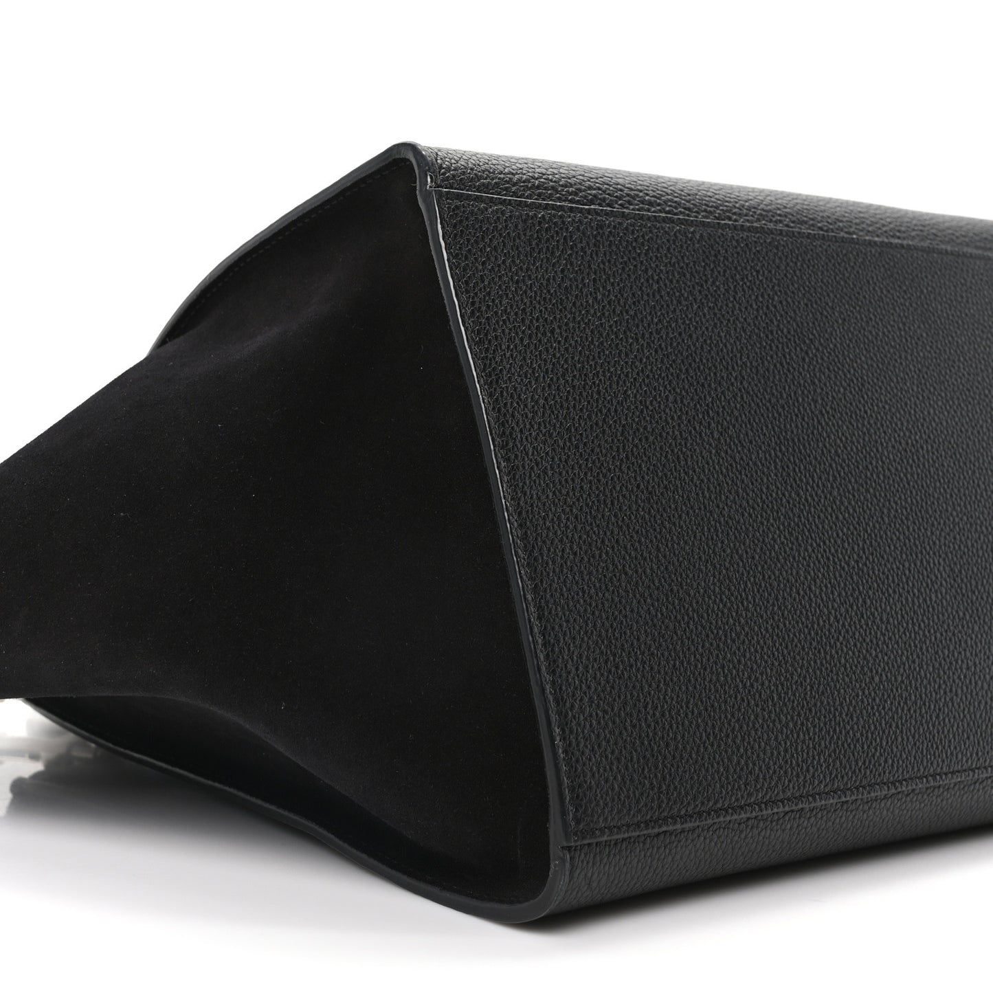 Drummed Calfskin Suede Medium Trapeze Black