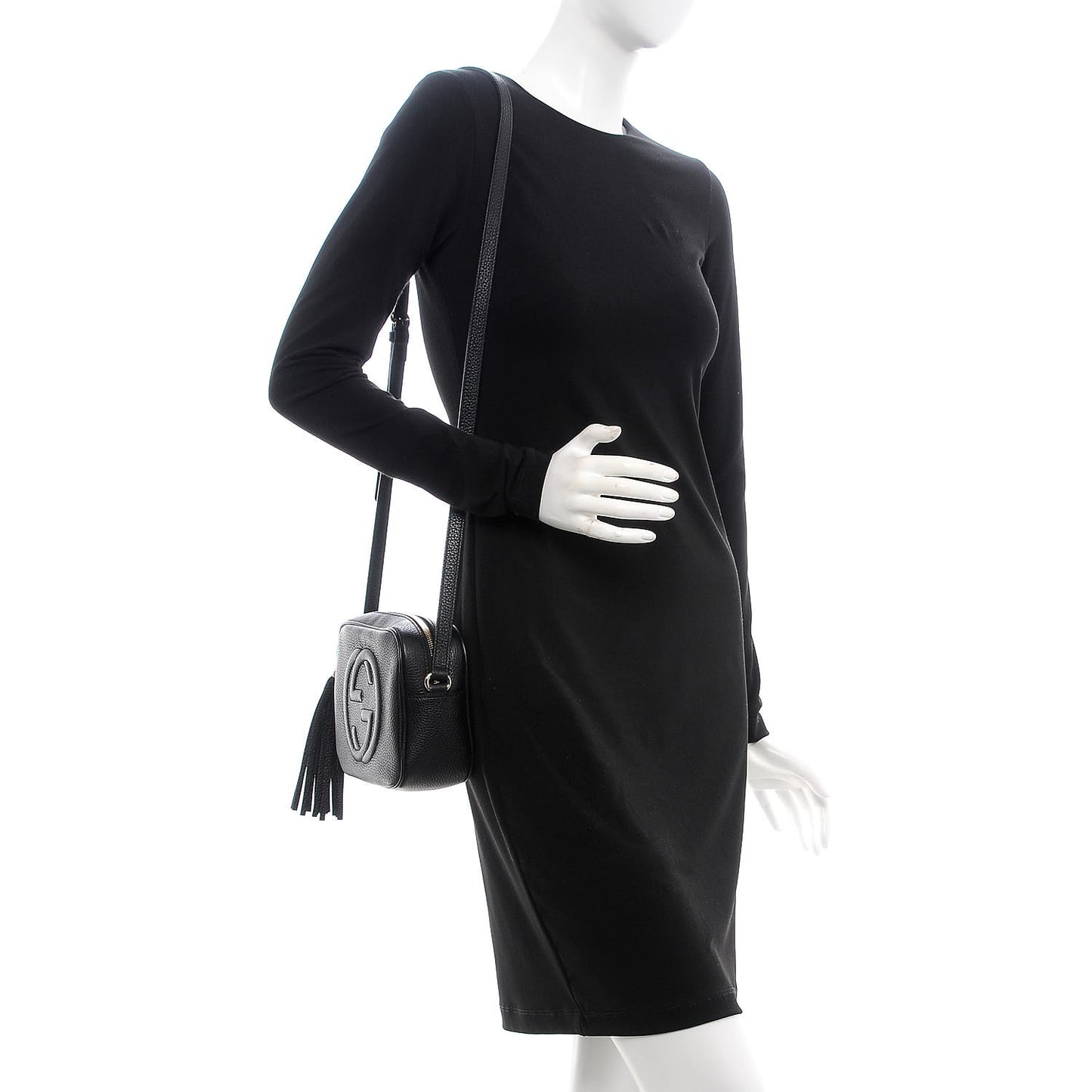 Pebbled Calfskin Small Soho Disco Bag Black