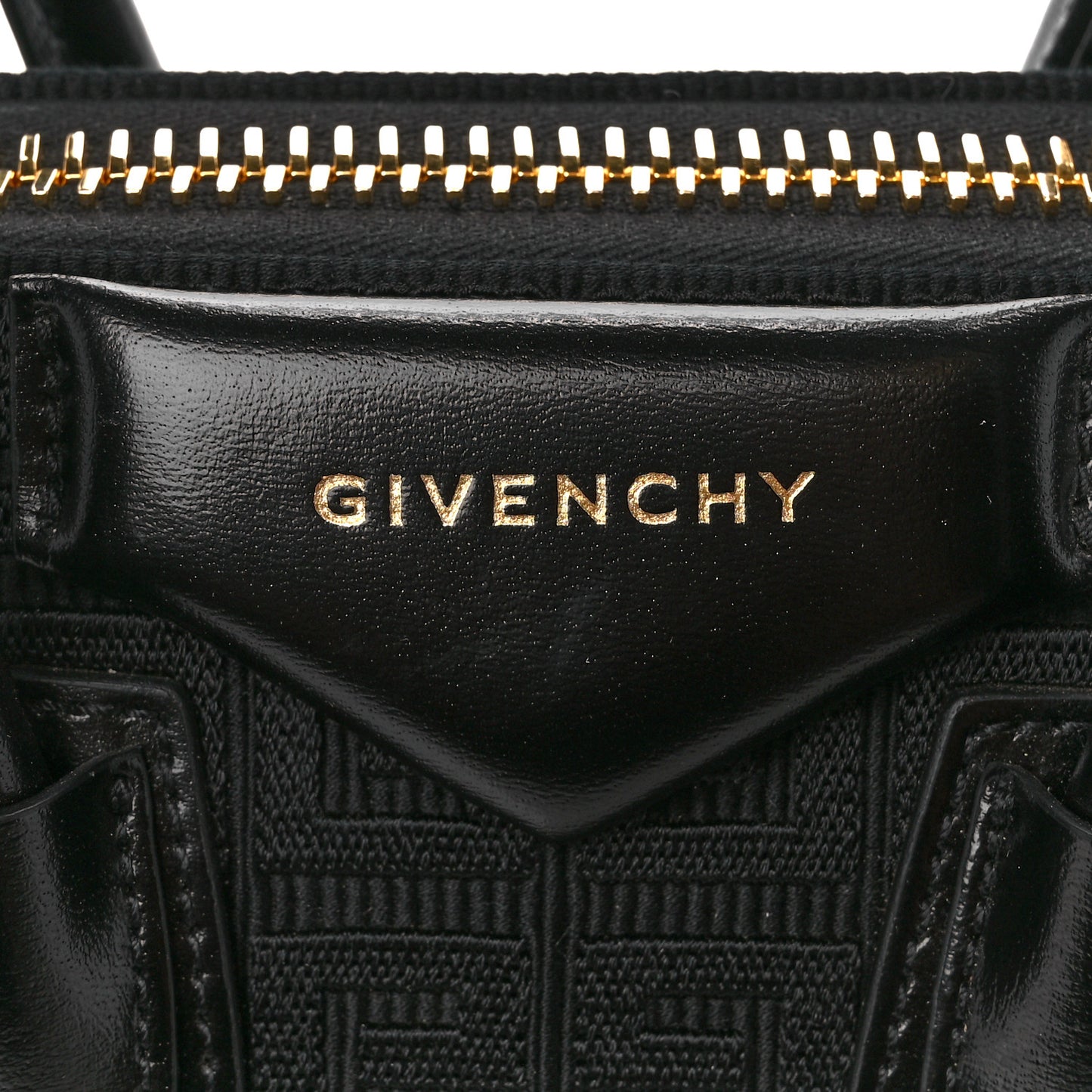 Canvas Jacquard Embroidered Calfskin 4G Mini Antigona Black