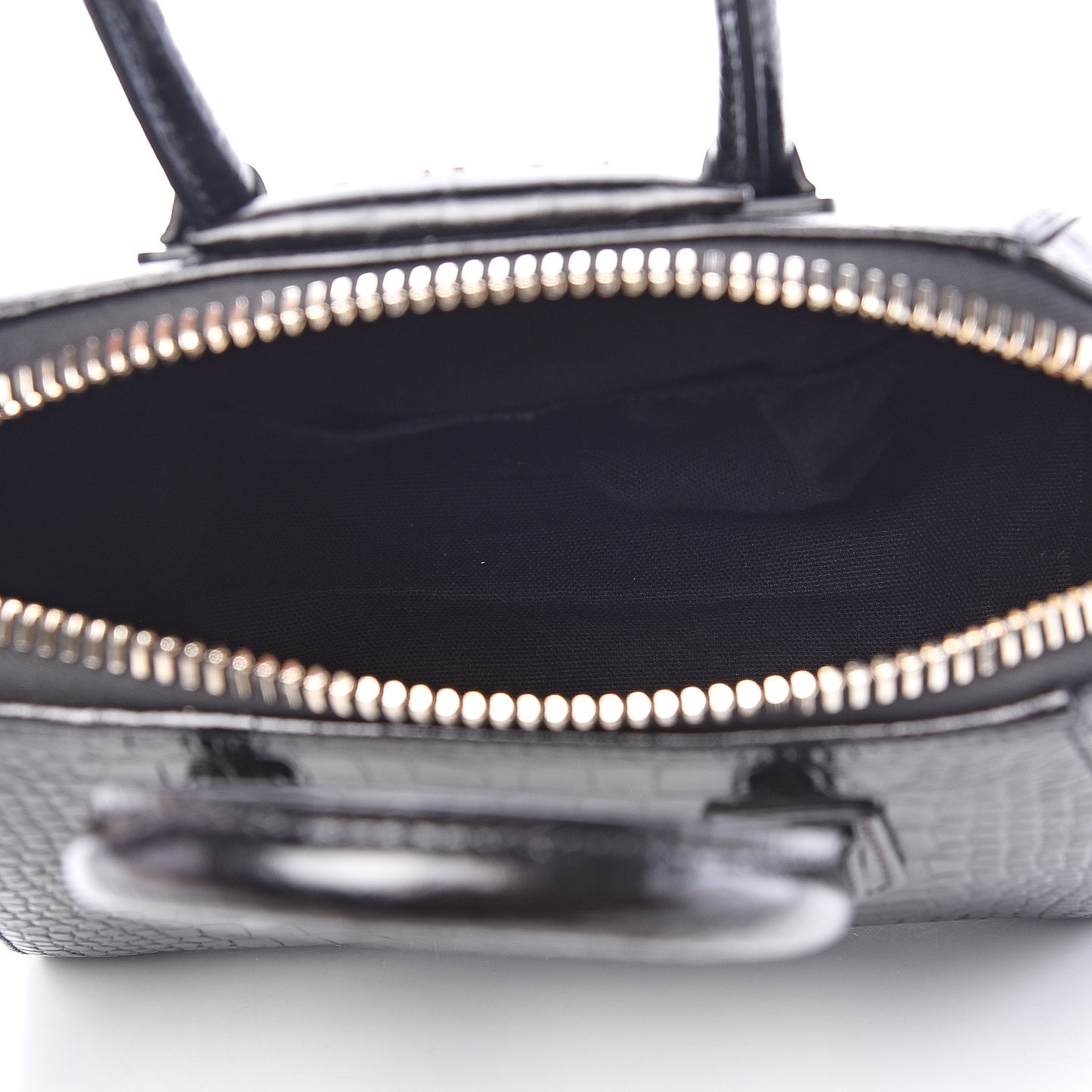 Calfskin Crocodile Embossed Mini Antigona Black