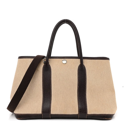 Hermes Buffle Skipper Toile Garden Party 30 TPM Marron Fonce 1 of 12