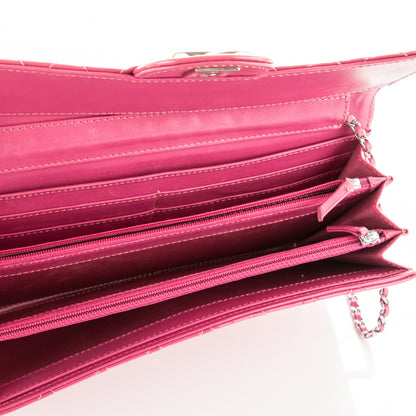 Chanel Patent Calfskin Quilted Flap Clutch With Chain Fuchsia 6 of 8