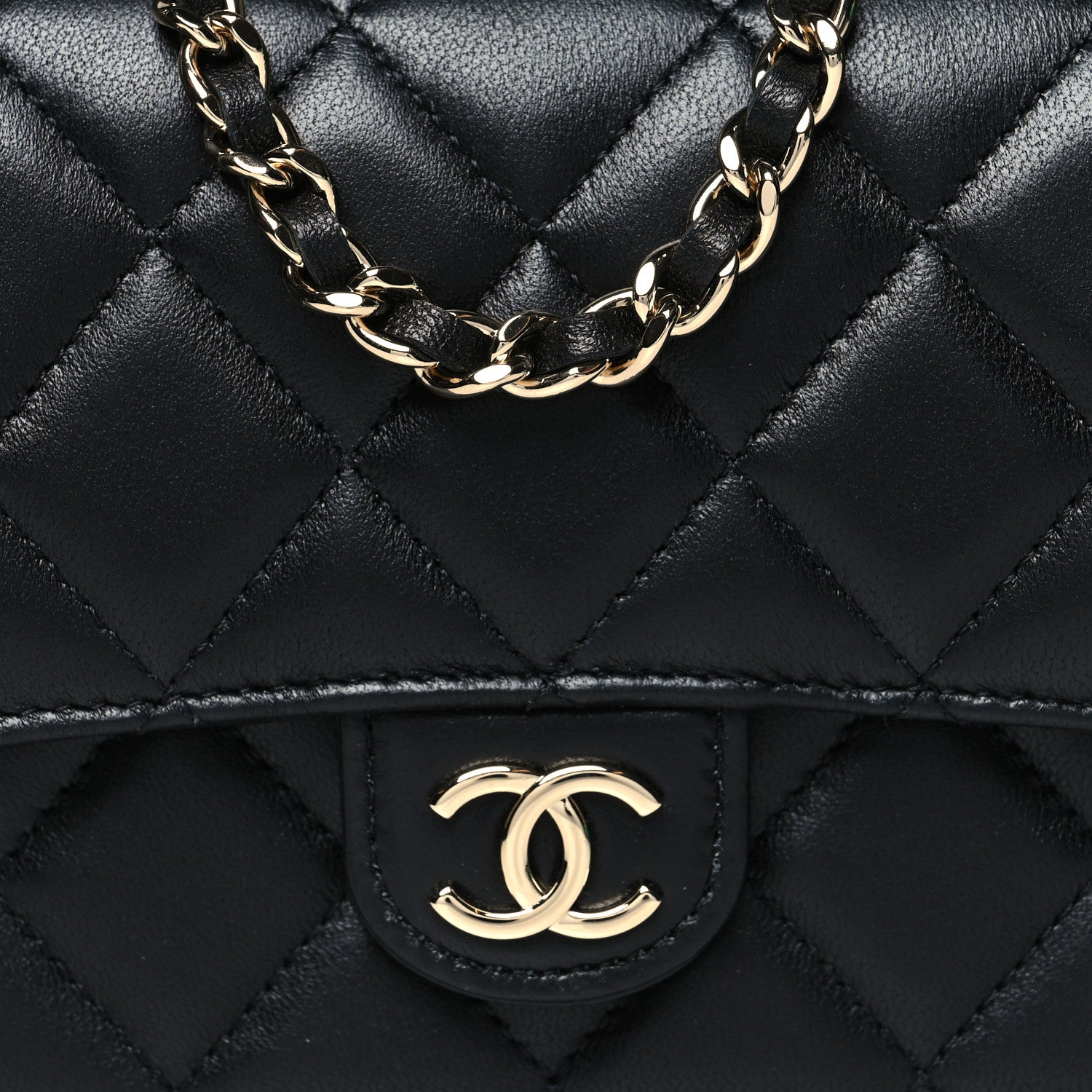 Chanel Lambskin Quilted Flap Phone Holder With Chain Black 9 of 12