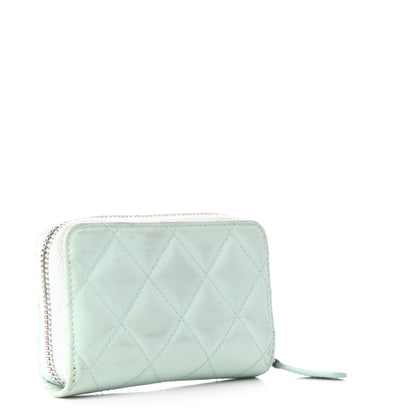 Chanel Patent Calfskin Quilted Zip Coin Purse Light Green 3 of 7