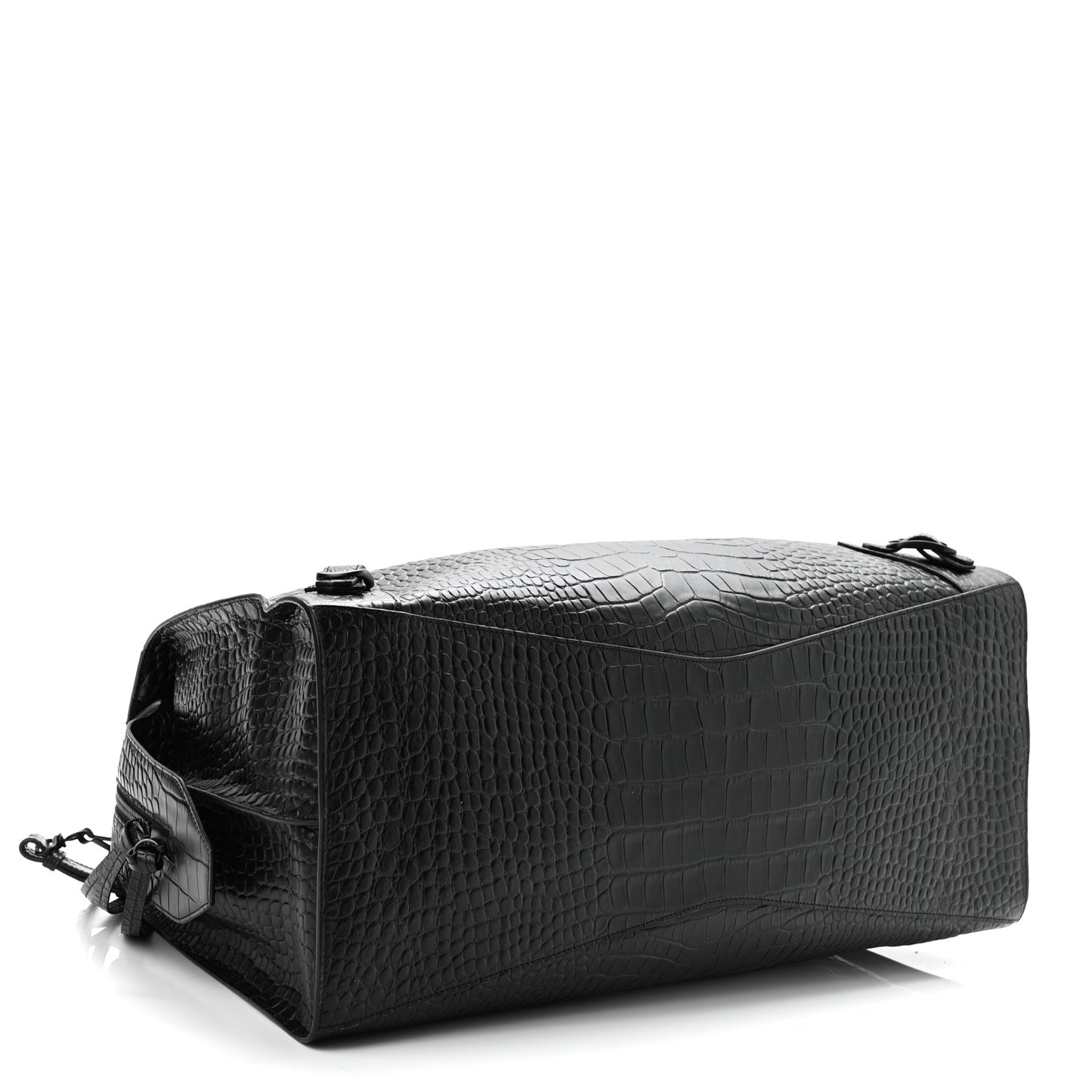 Semi Matte Calfskin Crocodile Embossed Neo Classic Black Hardware Large City Black