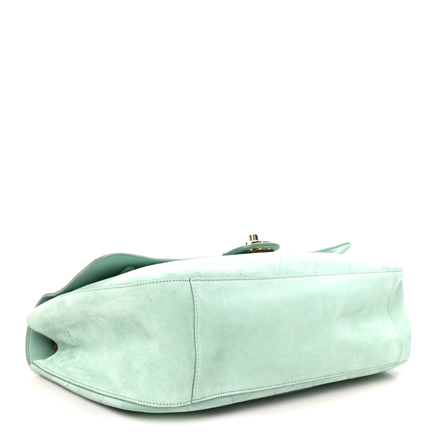 Suede Calfskin Small Souplissimo Maxi Flap Green