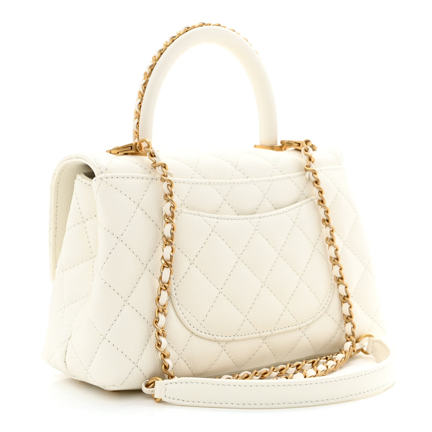Chanel Caviar Quilted Mini Coco Chain Handle Flap White 3 of 11