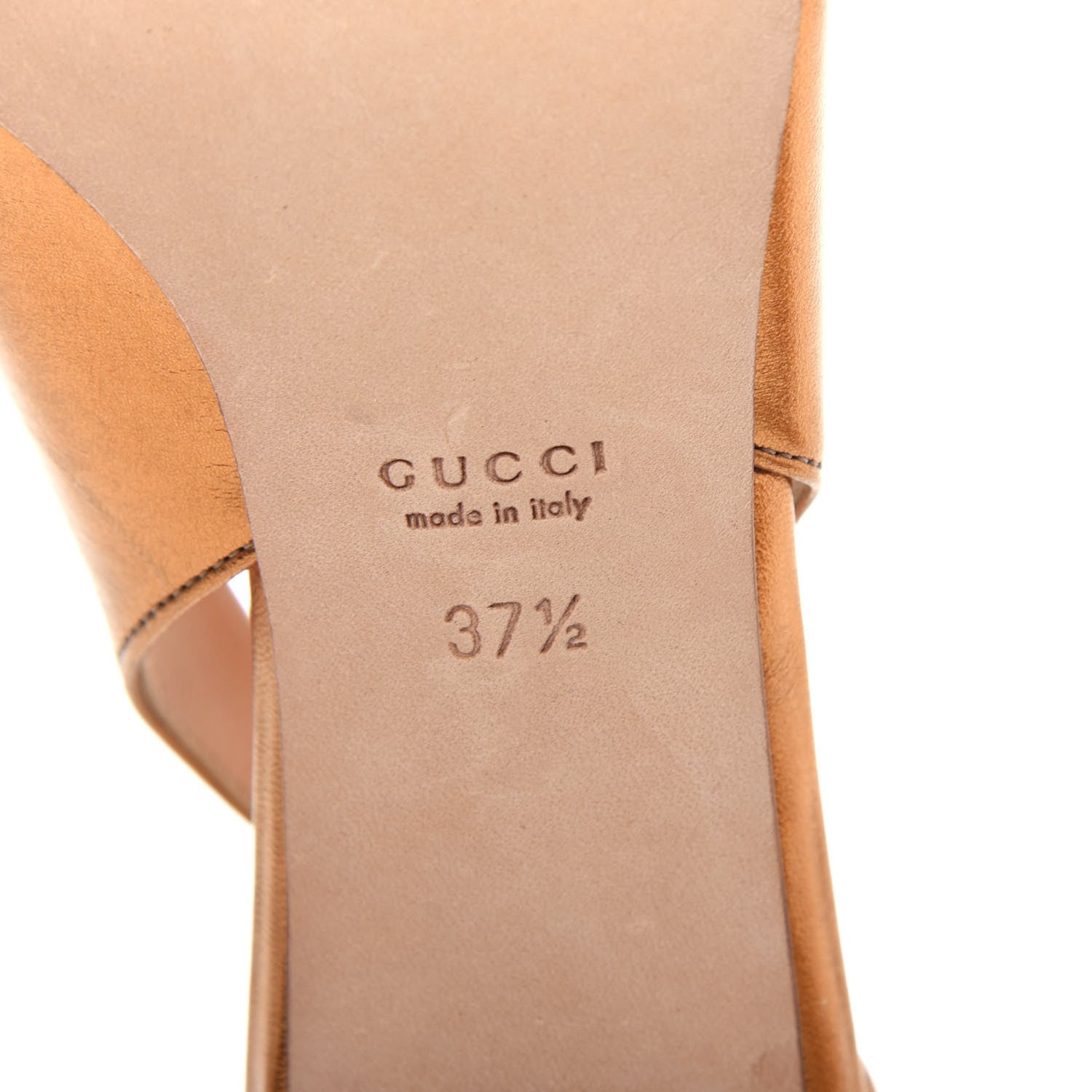 Gucci Metallic Calfskin Horsebit Peep Toe Low Heel Slingback Pumps 37.5 Gold 9 of 10