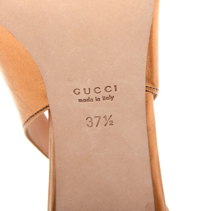 Gucci Metallic Calfskin Horsebit Peep Toe Low Heel Slingback Pumps 37.5 Gold 9 of 10