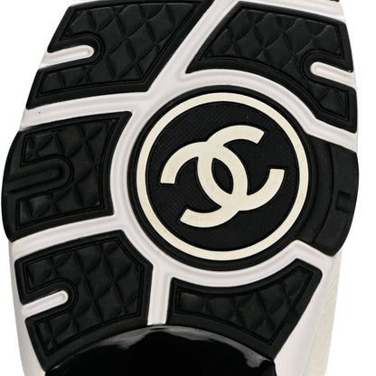 Chanel Mesh Suede Calfskin Grained Calfskin Womens CC Sneakers 41 White Black 8 of 9