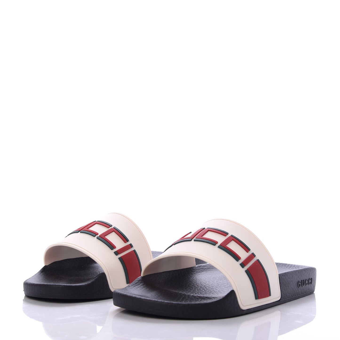 Rubber Stripe Mens Pool Slide Sandals 6 Ecru Green Red