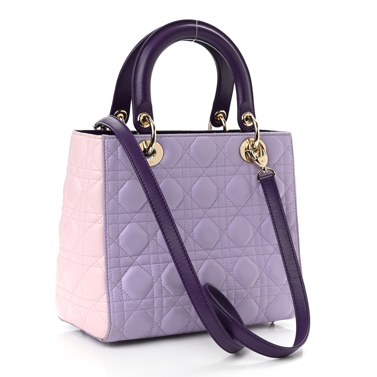 Lambskin Cannage Medium Tri-Color Lady Dior Purple Light Pink
