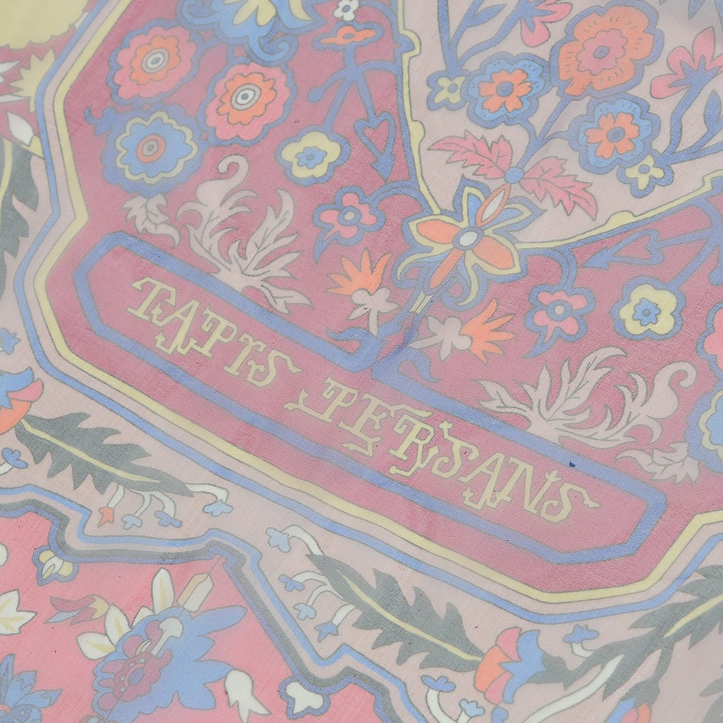 Silk Mousseline Tapis Persans Shawl 140 Bleu Fuchsia Rose Poudre