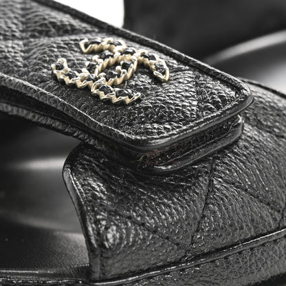 Chanel Grained Calfskin Velcro Dad Sandals 36.5 Black 10 of 11