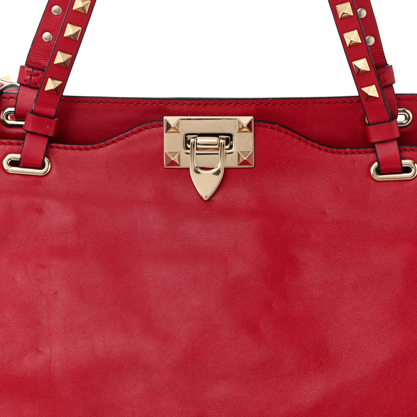 Vitello Medium Rockstud Tote Rosso Valentino