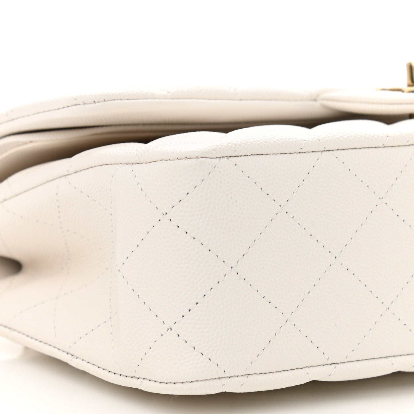 Caviar Quilted Medium Double Flap White