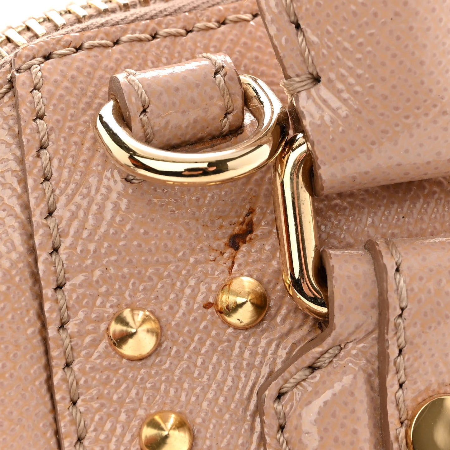 Patent Calfskin Studded Small Blaze Bowler Bag Oyster Pink