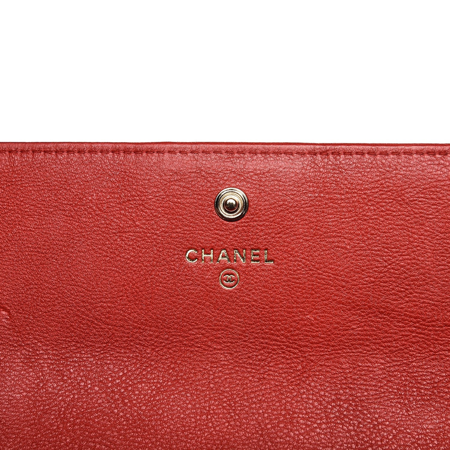 Chanel Grained Calfskin Quilted Label Click Large Gusset Flap Wallet Red 6 of 10