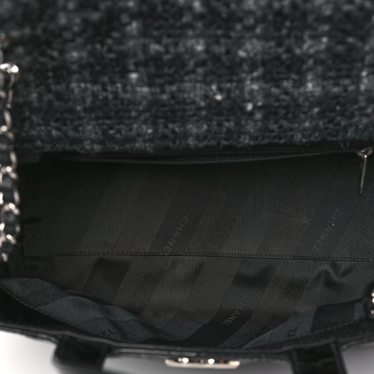 Glazed Calfskin Quilted Tweed Portobello Tote Black