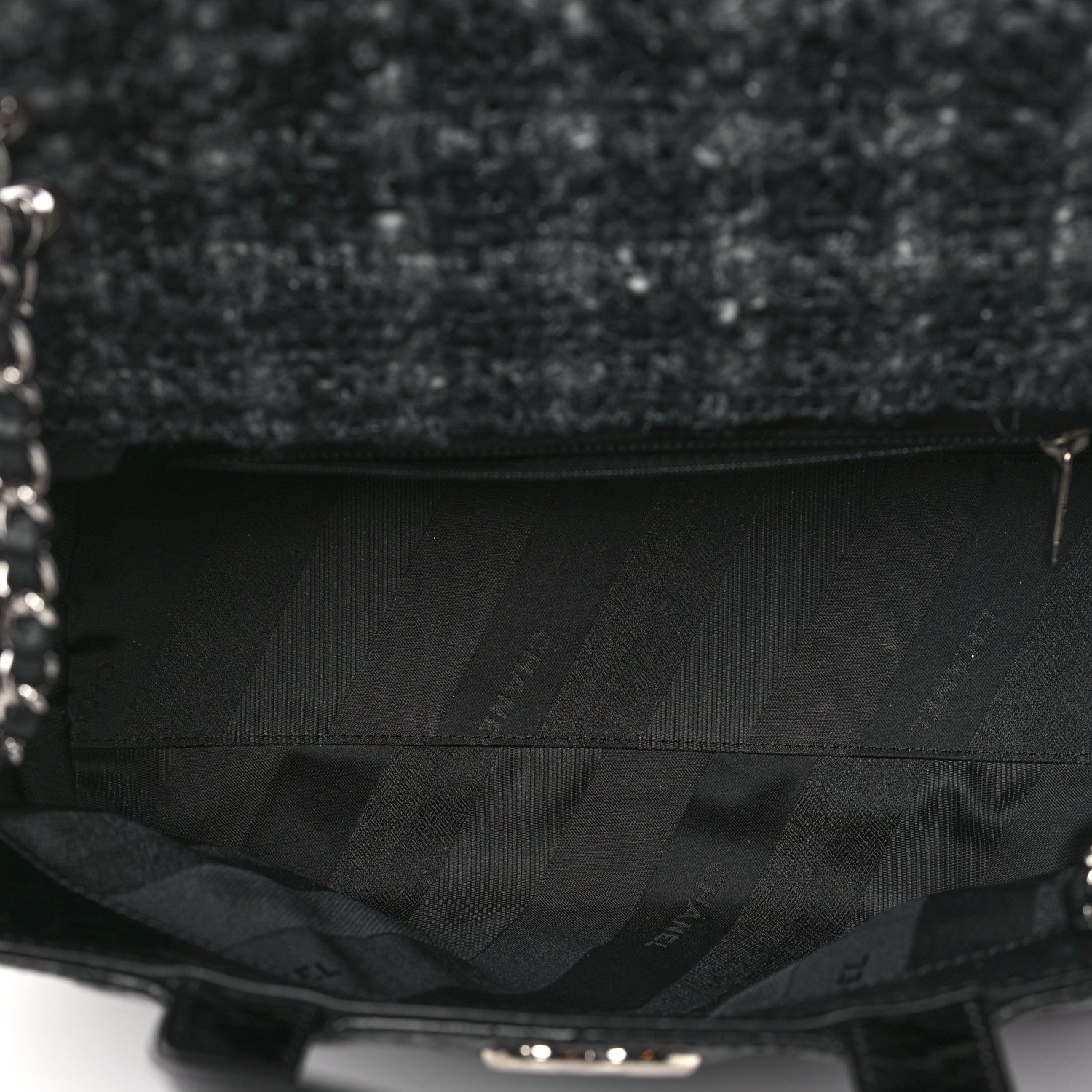 Chanel Glazed Calfskin Quilted Tweed Portobello Tote Black 5 of 9