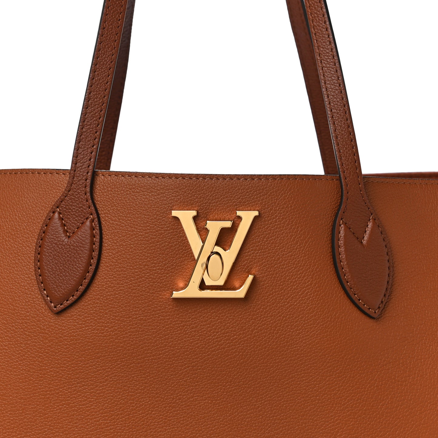 Grained Calfskin Lockme Shopper Chataigne