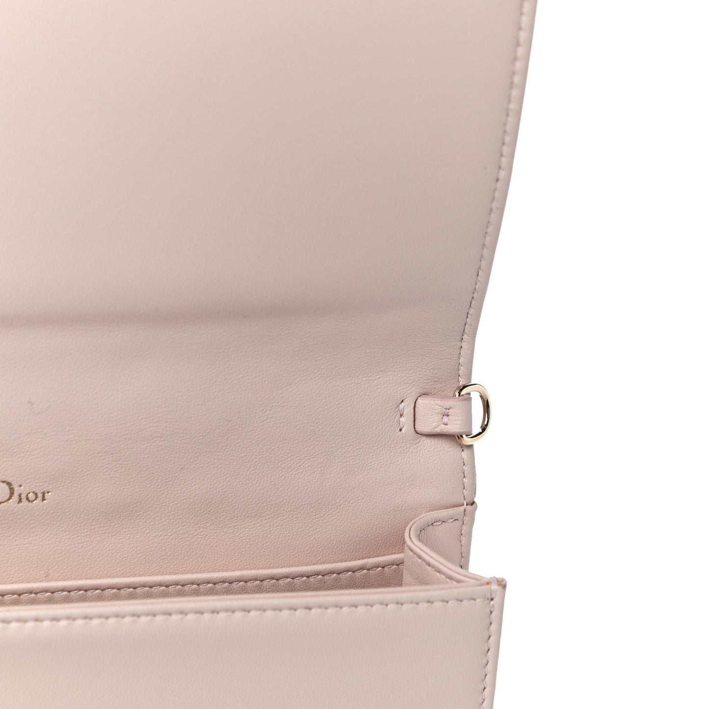 Lambskin Cannage Lady Dior Chain Wallet Beige