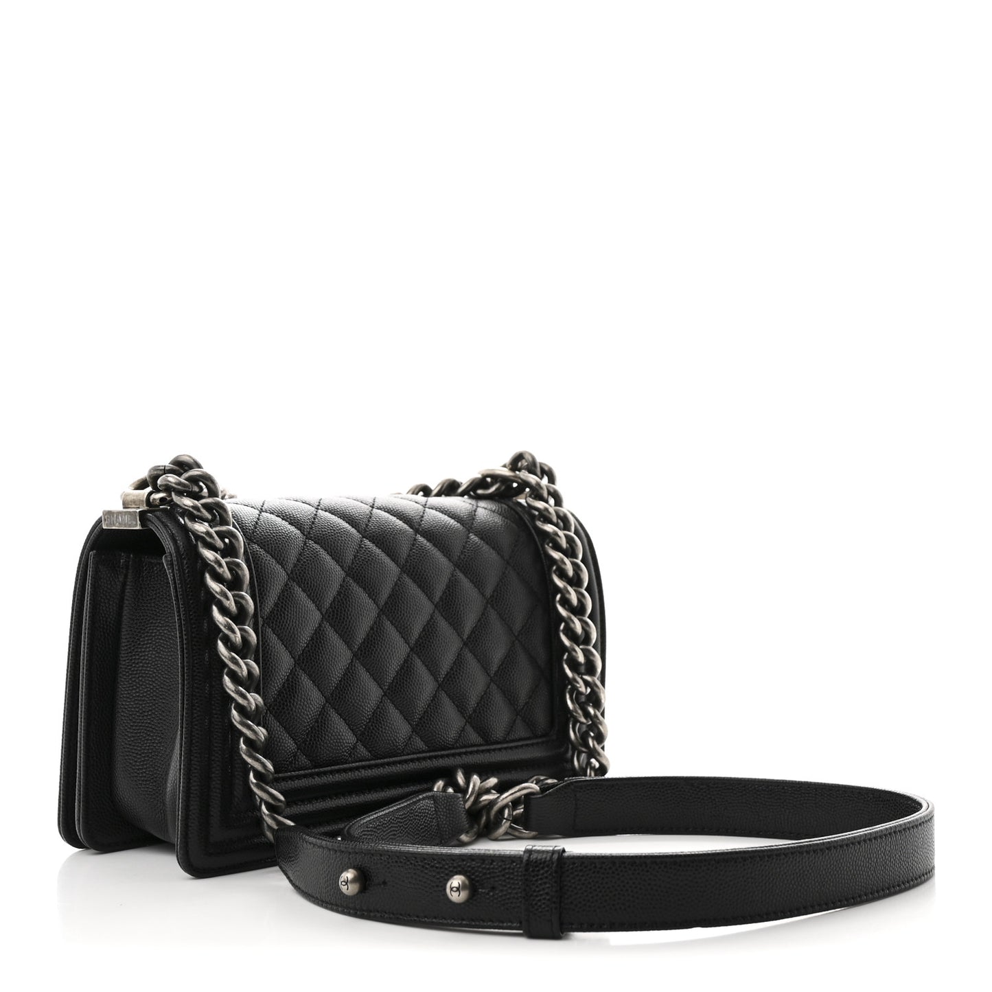 Caviar Quilted Small Boy Flap Black