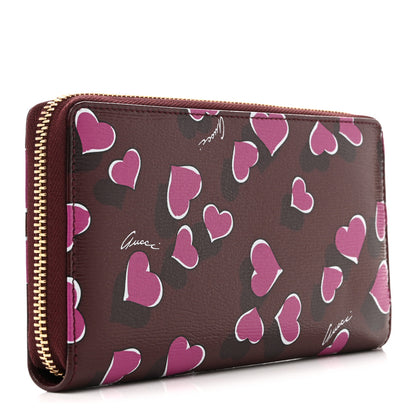 Gucci Calfskin Heartbeat Print Zip Around Wallet New Wine 3 of 8