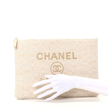 Chanel Canvas Medium Deauville Cosmetic Pouch Light Beige 2 of 8