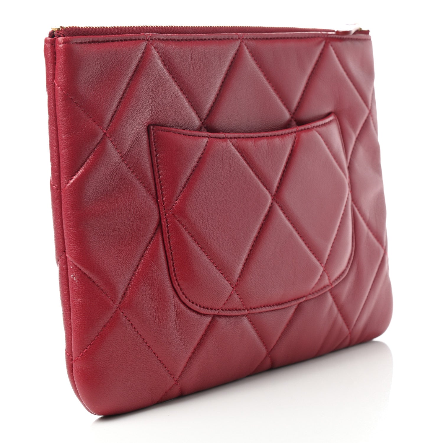 Chanel Goatskin Quilted Large Chanel 19 Pouch Red 3 of 8