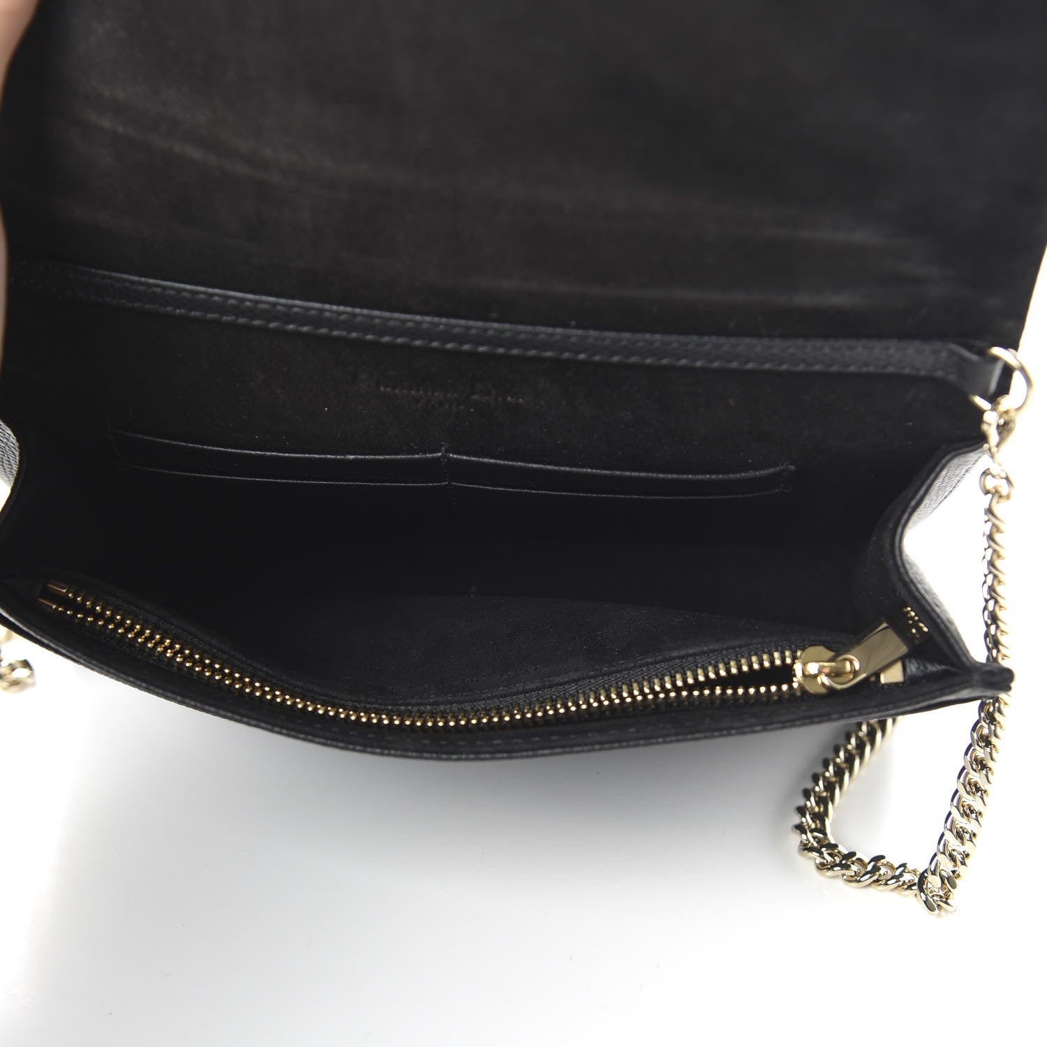 Christian Dior Grained Calfskin Diorama Wallet on Chain Pouch Black 5 of 9