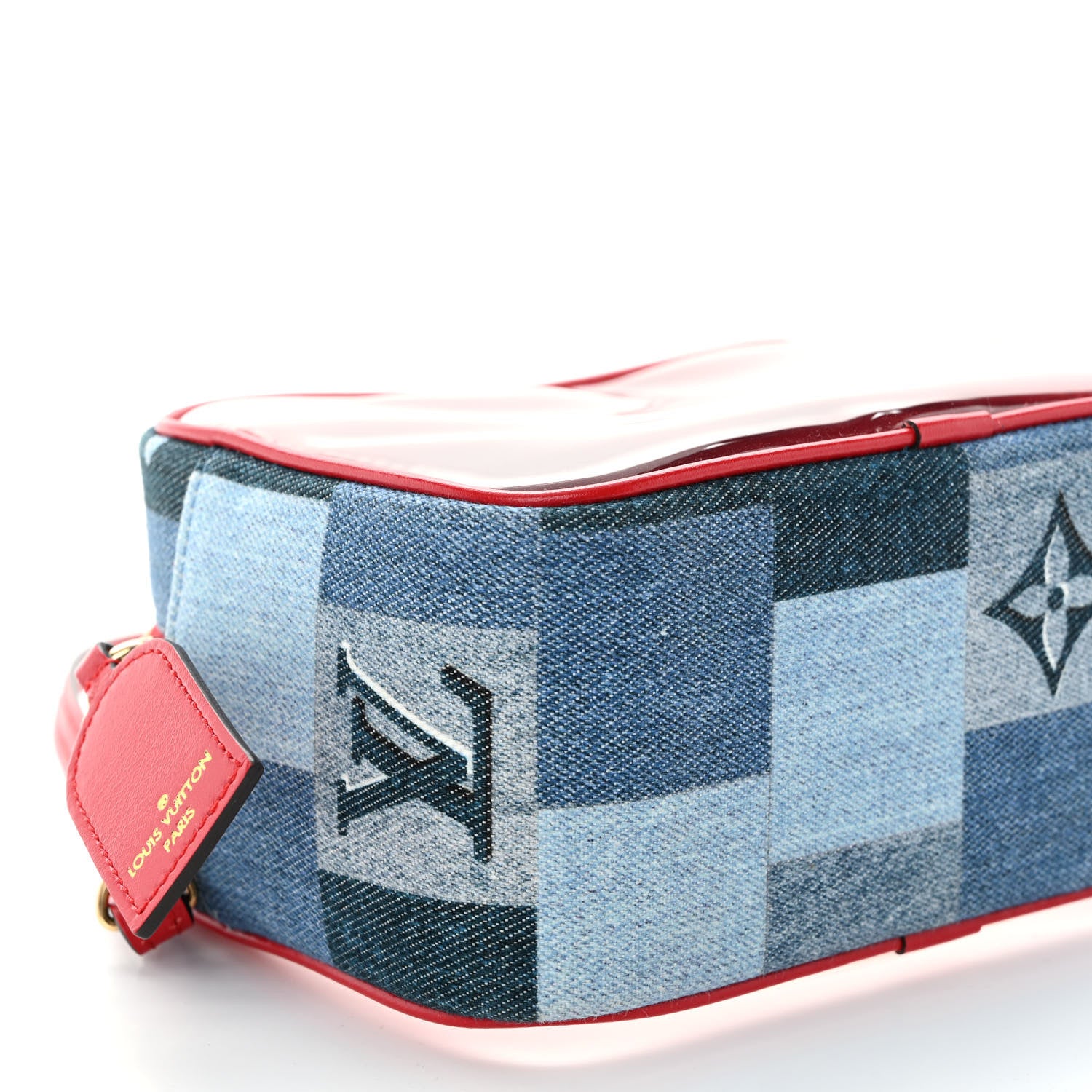Louis Vuitton Denim Damier Monogram Patchwork PVC Beach Pouch Blue Rouge 8 of 9