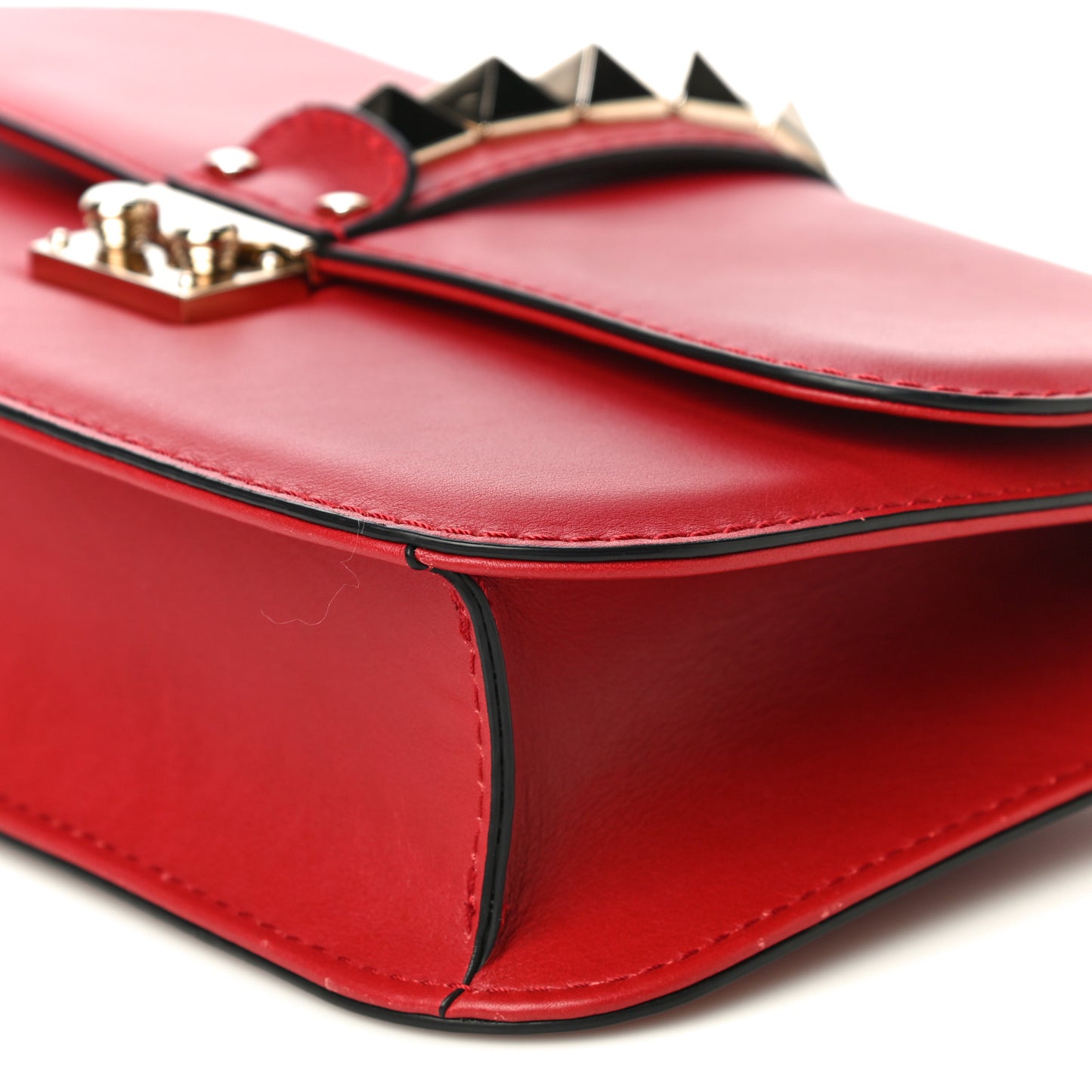 Vitello Medium Glam Lock Rockstud Flap Red