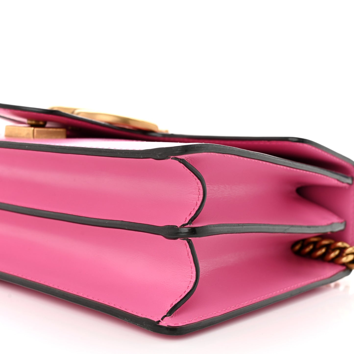 Knight Calfskin Malaga Kid Heart Medium GG Marmont Chain Handle Bag Tropical Pink Flower Hibiscus Red Multicolor