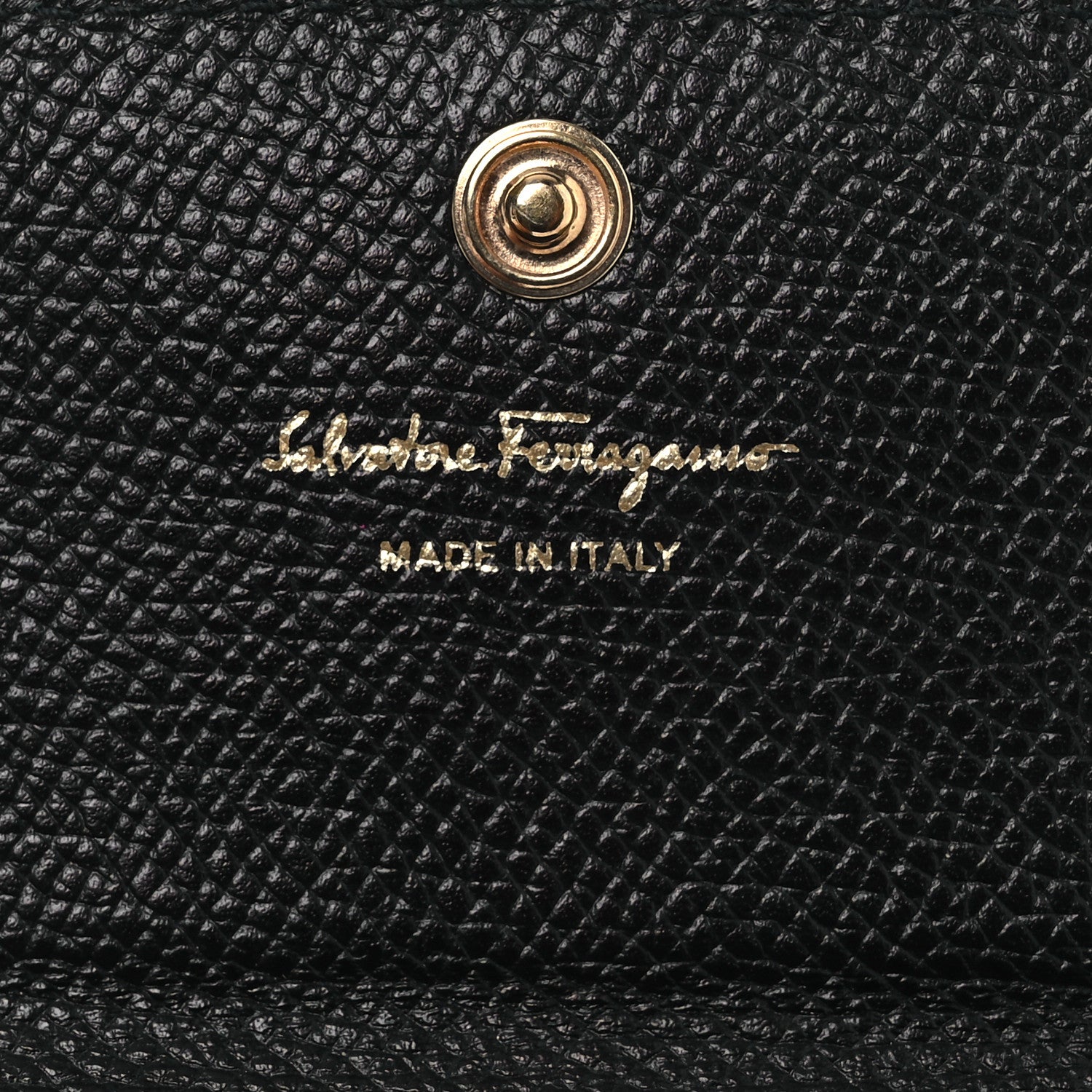 Salvatore Ferragamo Pebbled Calfskin Flap Card Holder Black 7 of 9