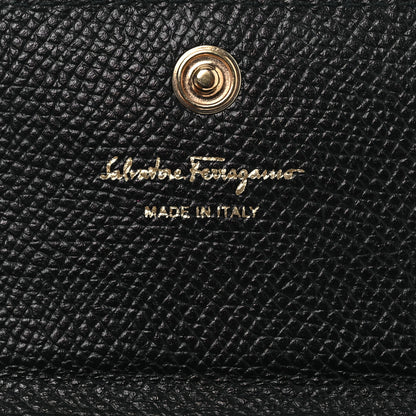 Salvatore Ferragamo Pebbled Calfskin Flap Card Holder Black 7 of 9