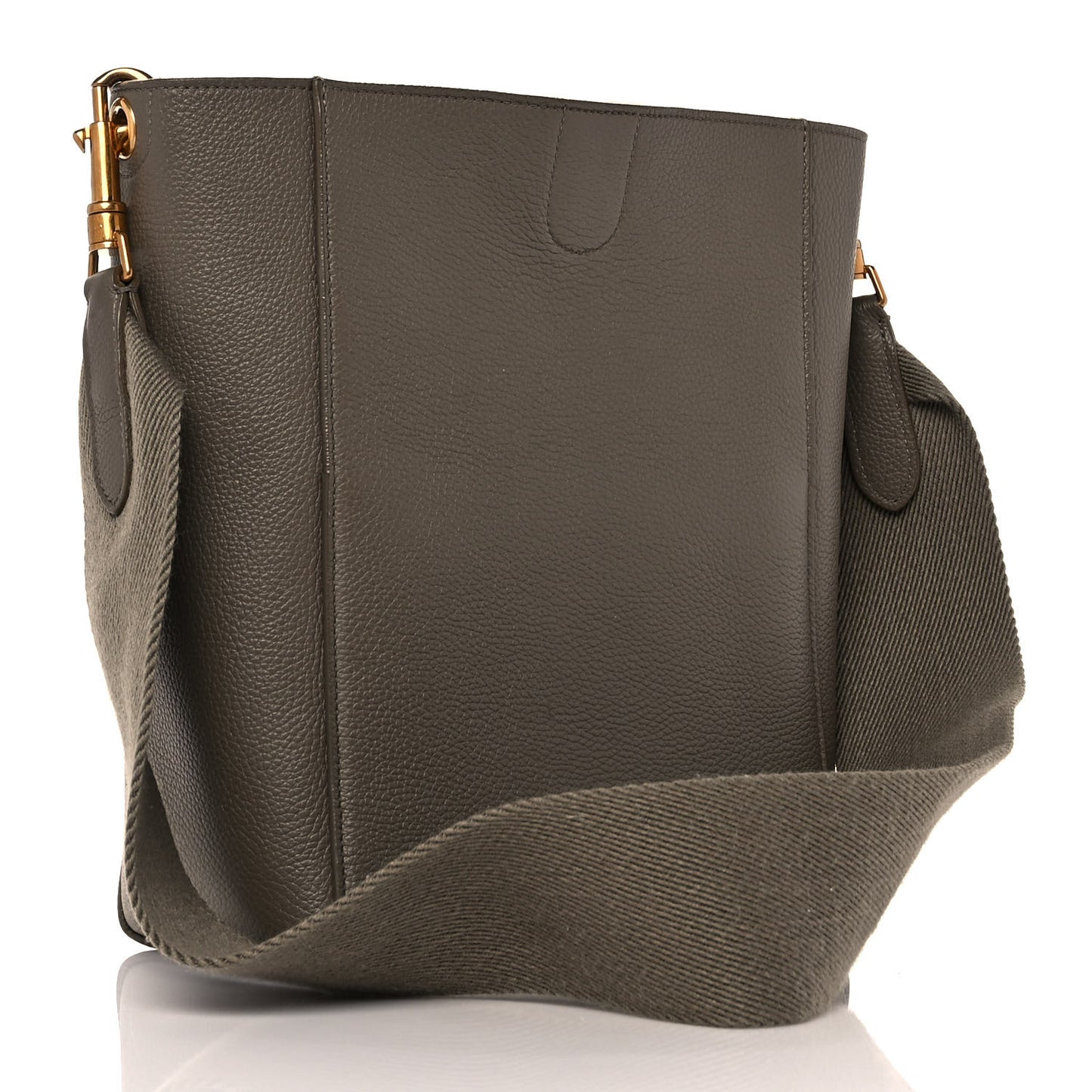 Soft Grained Calfskin Small Sangle Bucket Bag Taupe