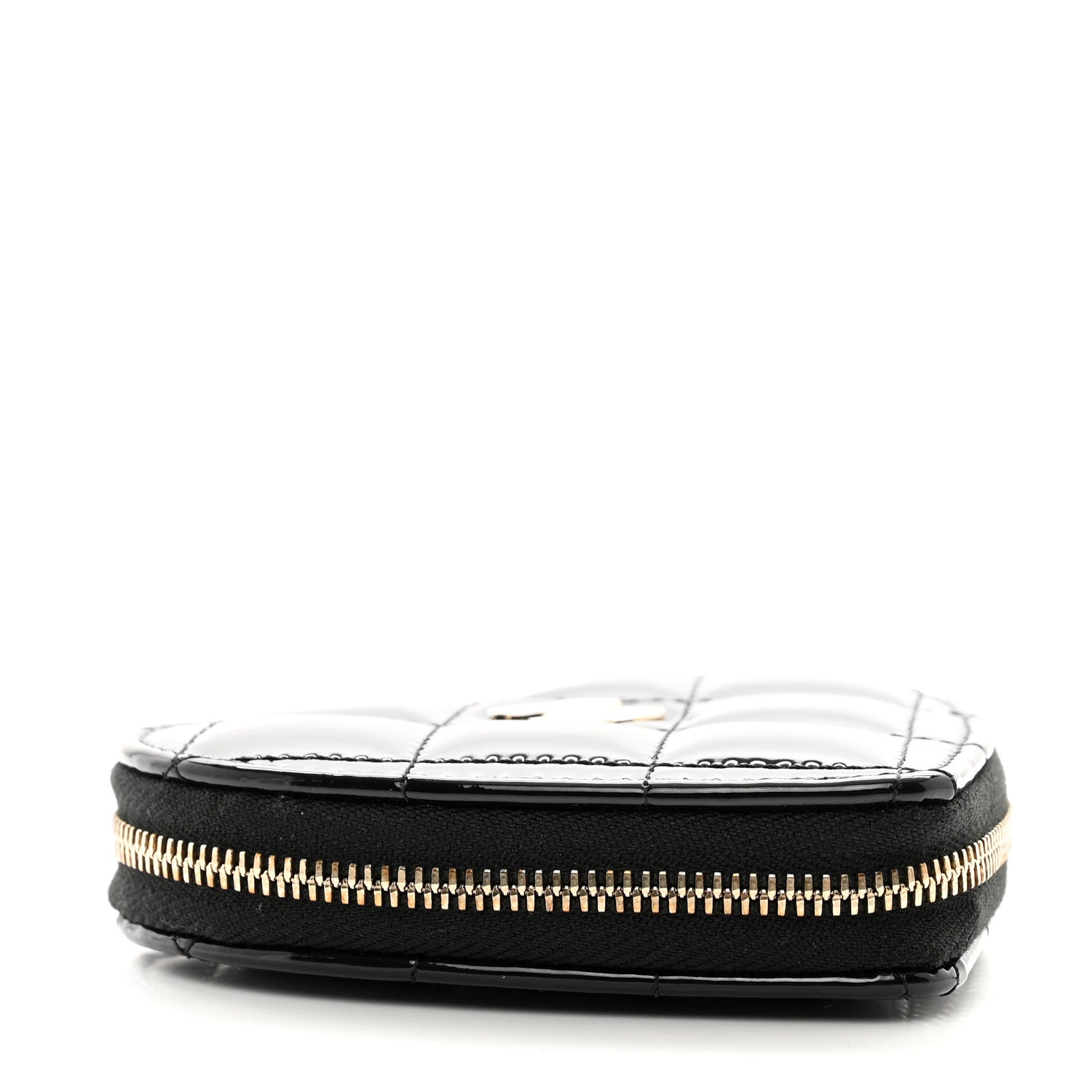 Chanel Patent Quilted Heart Zipped Coin Purse Black 4 of 7