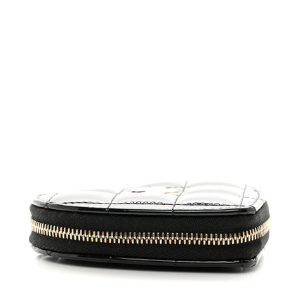 Chanel Patent Quilted Heart Zipped Coin Purse Black 4 of 7