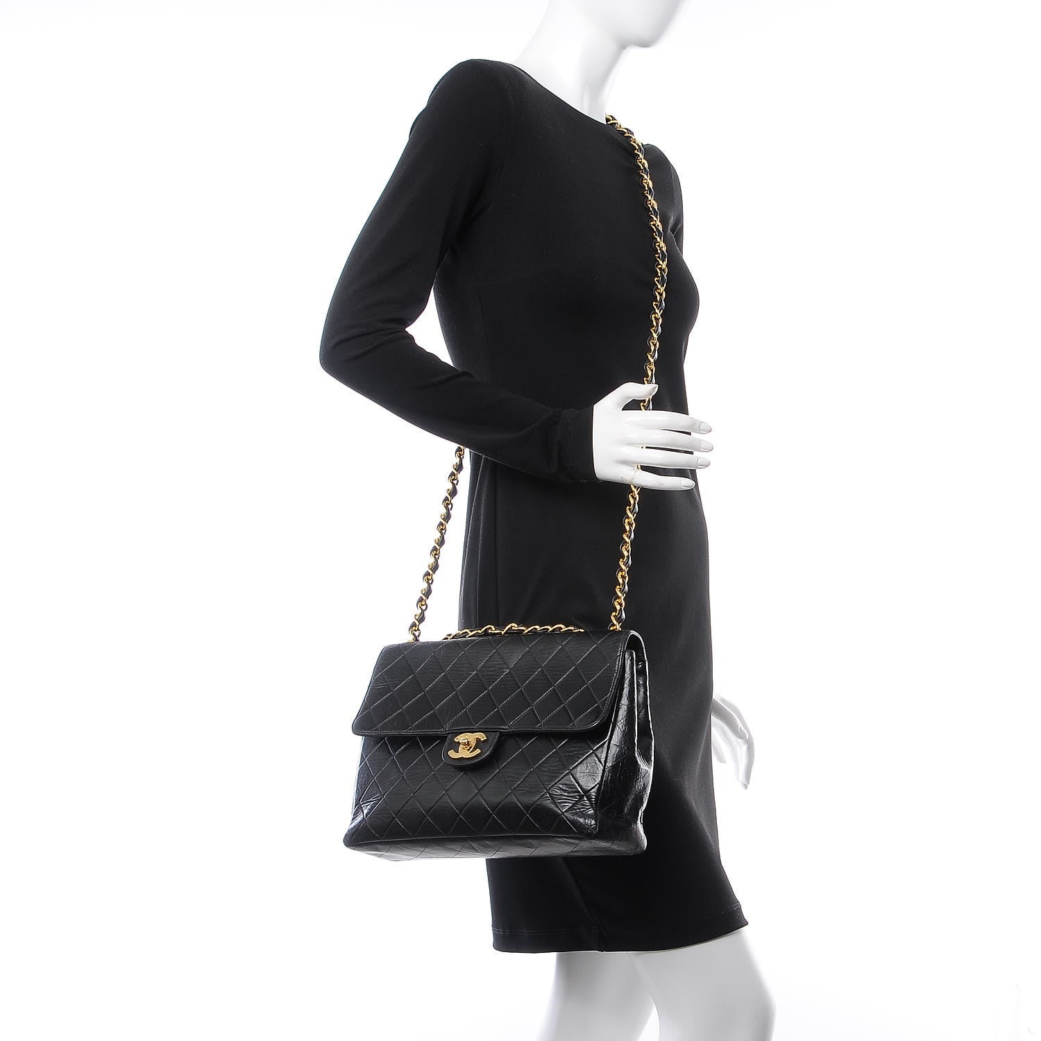 Chanel Lambskin Quilted Jumbo Single Flap Black 2 of 14