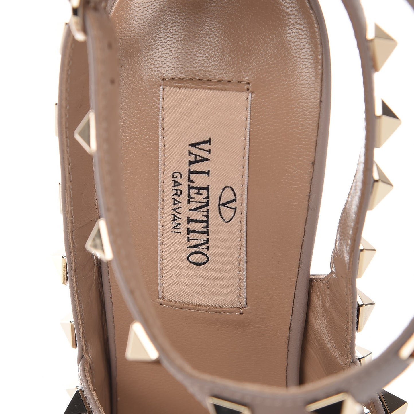 Nappa Rockstud Ankle Strap Pumps 38 Poudre
