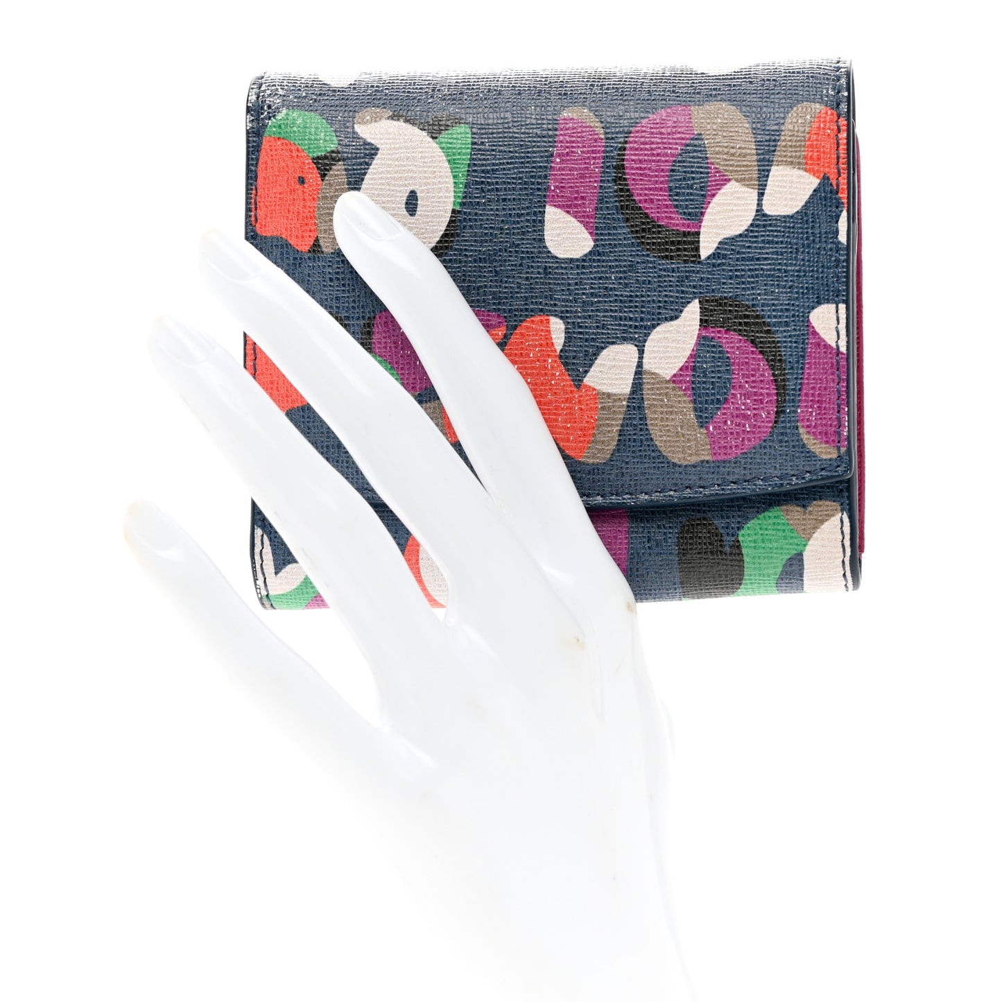 Vitello Elite Fendi Roma Compact Wallet Cobalt Multicolor