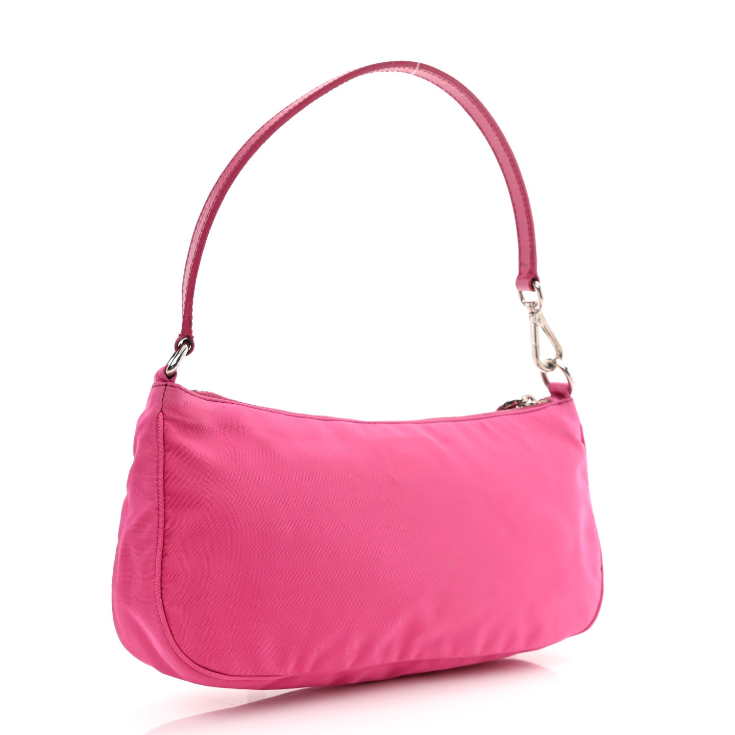 Prada Tessuto Nylon Saffiano Barrel Pochette Pink 2 of 7