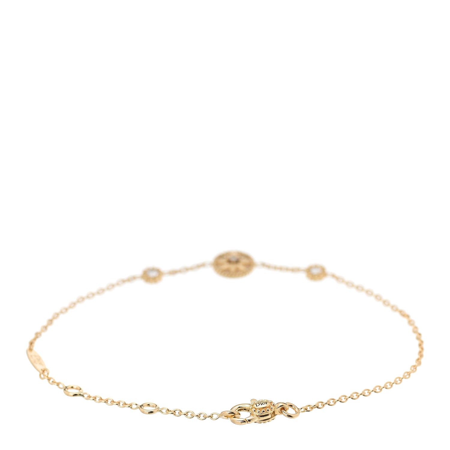 Christian Dior 18K Yellow Gold Diamond Mother of Pearl 3 Station Rose Des Vents Bracelet 2 of 6