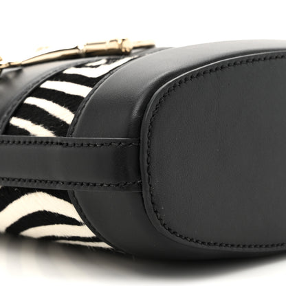Gucci Calf Hair Calfskin Zebra Print Gucci 73 Mini Bucket Bag Black White 10 of 10