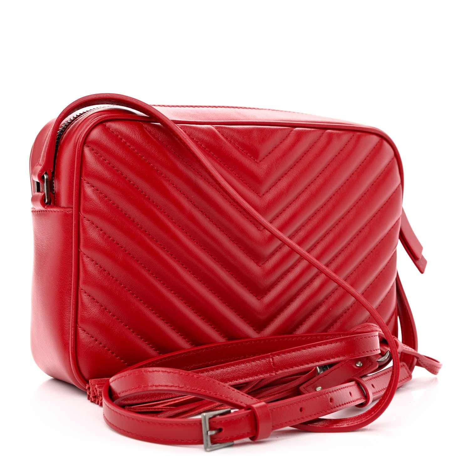 Saint Laurent Calfskin Matelasse Monogram Lou Camera Bag Red 3 of 11